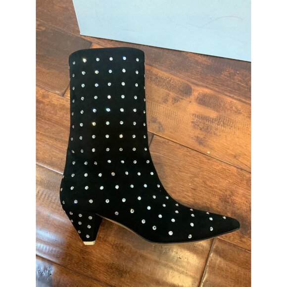 ATTICO Sofia Black Velvet Swarovsky Jewel Booties $975, Size 8 | 38 - Picture 5 of 9